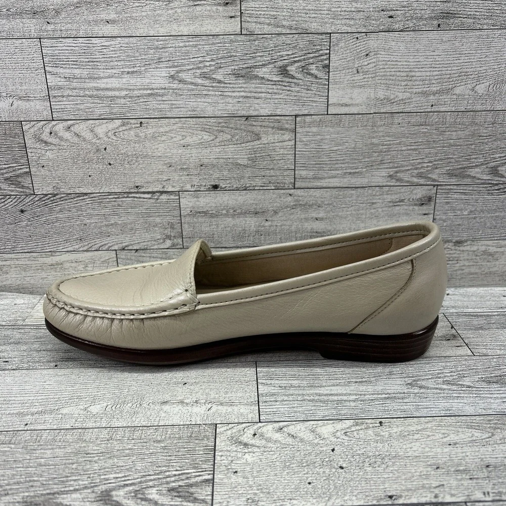 SAS Womens 8N Tripad Comfort Simplify Leather Loafer Slip On‎ Shoes Pearl White
